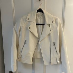 Club Monaco white nylon moto jacket